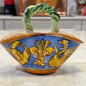 Hand-Painted Italian Majolica Vase Signed by Artist Vintage Italy